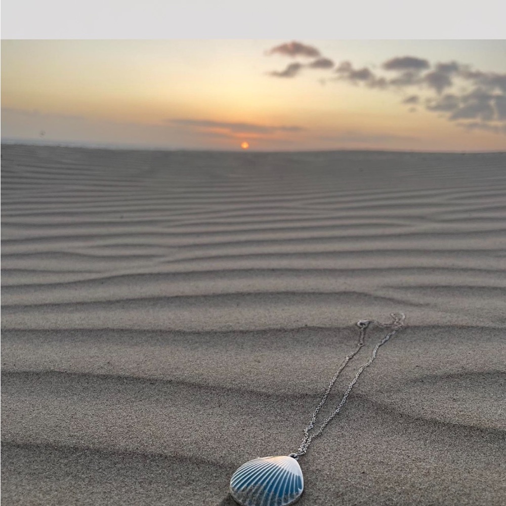 Silver Shell Pendant Necklace blue
Coastal cowgirl jewelry, beach boho